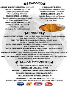 Menu - The Full Moon Bar and Grill